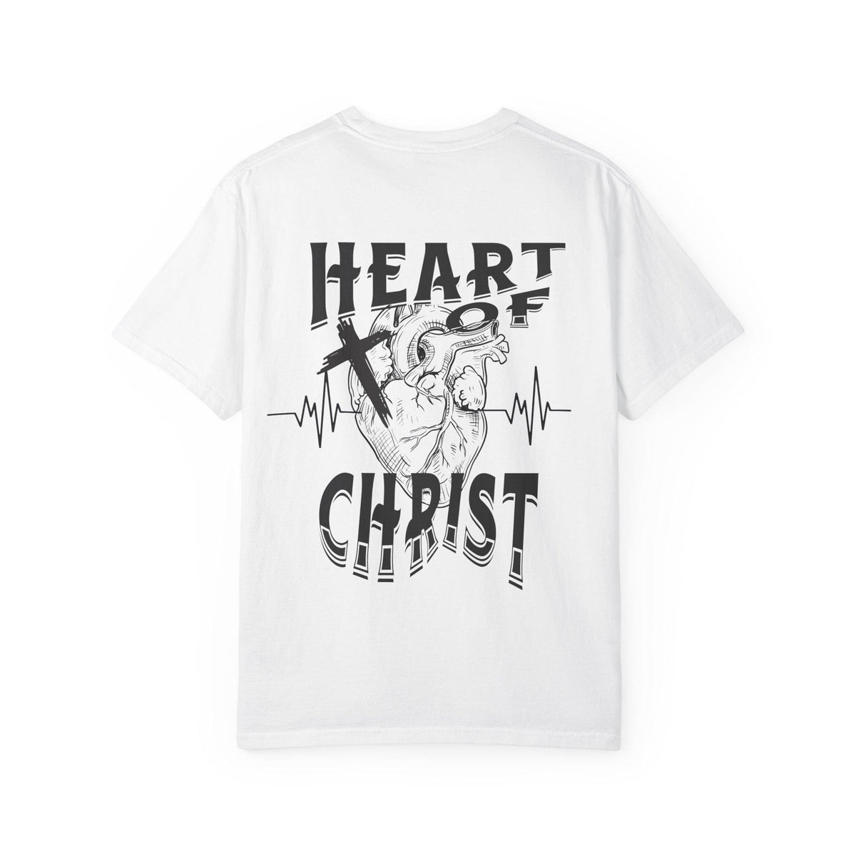 Garment-Dyed Christian T-Shirt: Heart of Christ Design, Faith Apparel